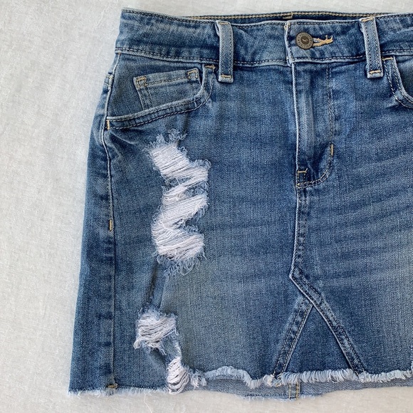 Hollister Distressed High Rise Vintage Stretch Jean Mini Skirt - Picture 5 of 13